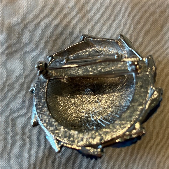Vintage Silver and Cobalt Swirl Brooch - Picture 2 of 2
